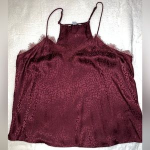 Spaghetti strap maroon cheetah print blouse